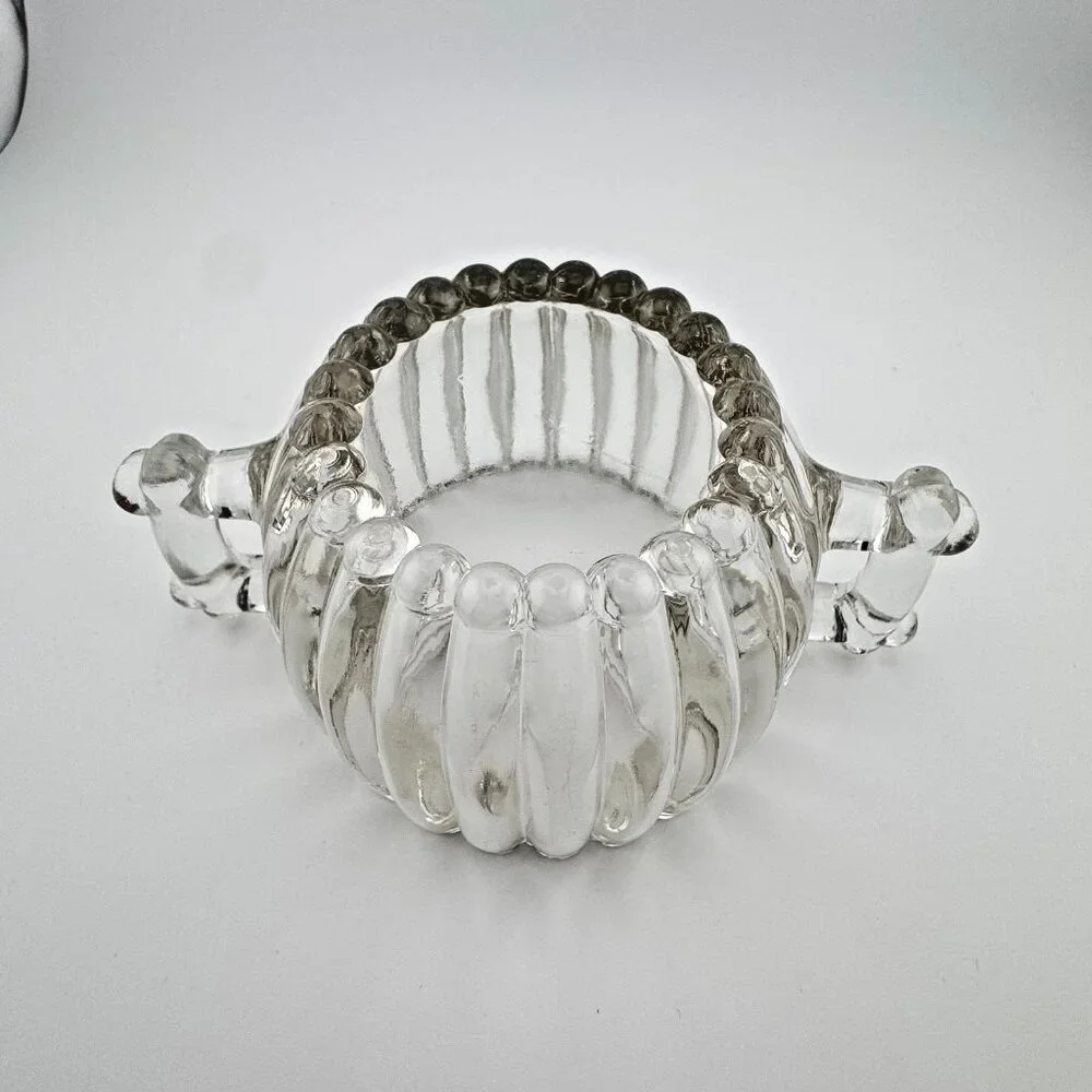 Jeanette Depression Glass National Pattern Open Sugar Bowl Dish Gift Ware Ribbed